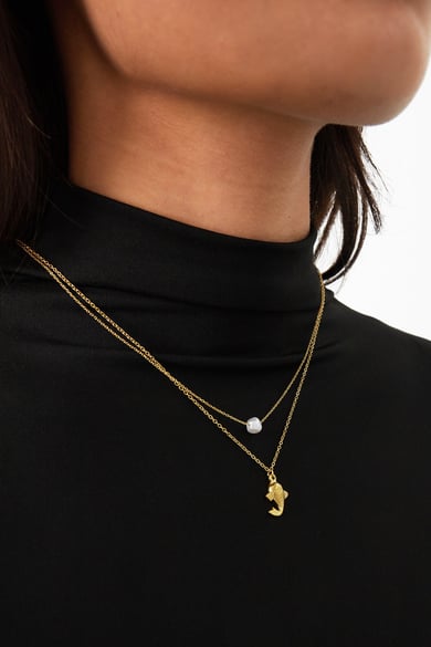 Fish and pearl Necklace - Gold color  h5 Picture2